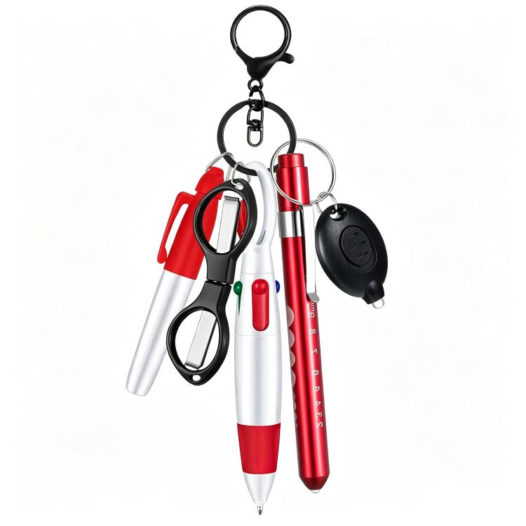 Multifunctional Nurse Ballpoint Pen Set with Flashlight Foldable Scissors Keychain