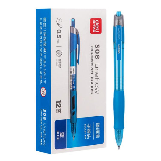 12 PCS/Set Deli S08 Smooth-writing 0.5mm Tip Retractable Gel Pen