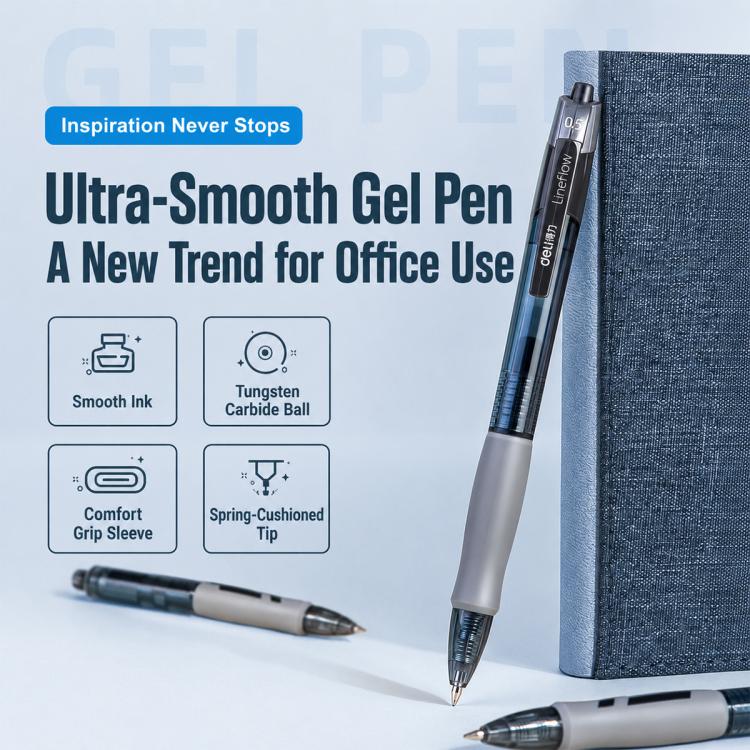 Gray retractable gel pen with smooth 0.5 mm tip and comfort grip