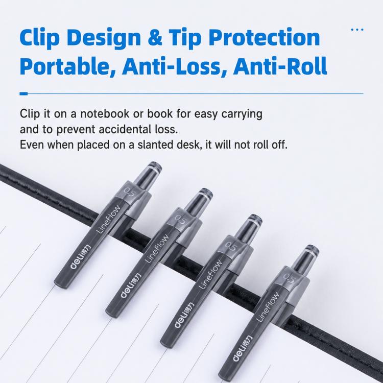 12-pack retractable gel pen set with 0.5mm tips, black barrels and clip caps