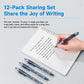 12-pack retractable gel pen set, blue ink, 0.5mm smooth-writing pens in use