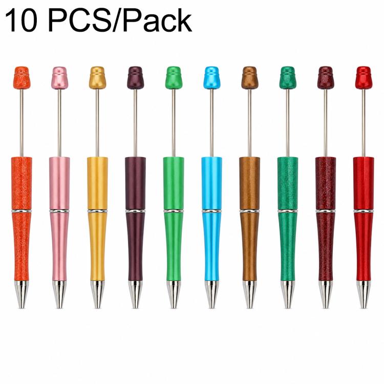 10 PCS/Set Creative DIY UV Electroplating Beaded Design Pen Bullet-tip Pen