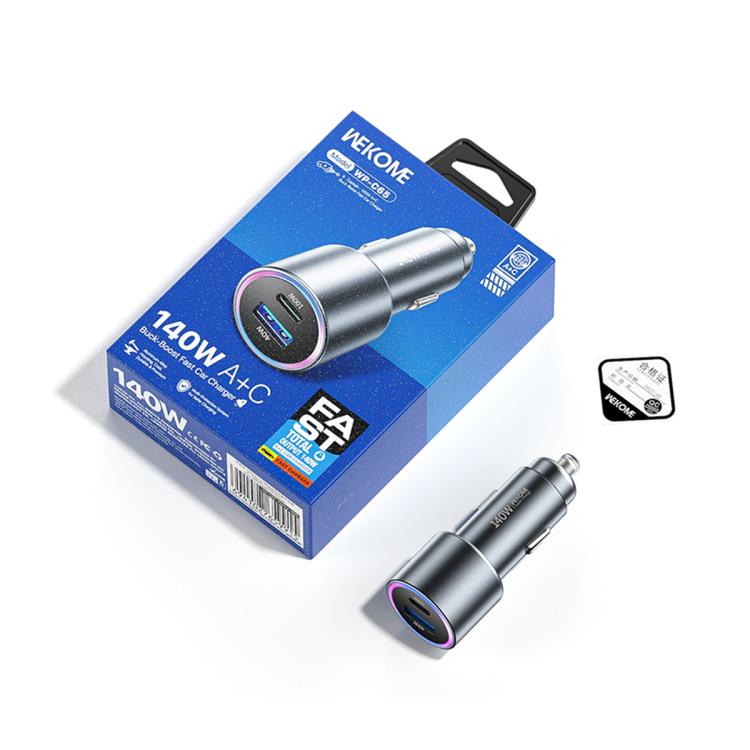 WK WP-C65 K-Captain Glowray 140W USB, Type-C Buck-Boost Fast Car Charger, WP-C65