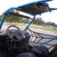 ATV roll cage storage bag mounted on blue/black UTV, visible front zip pocket