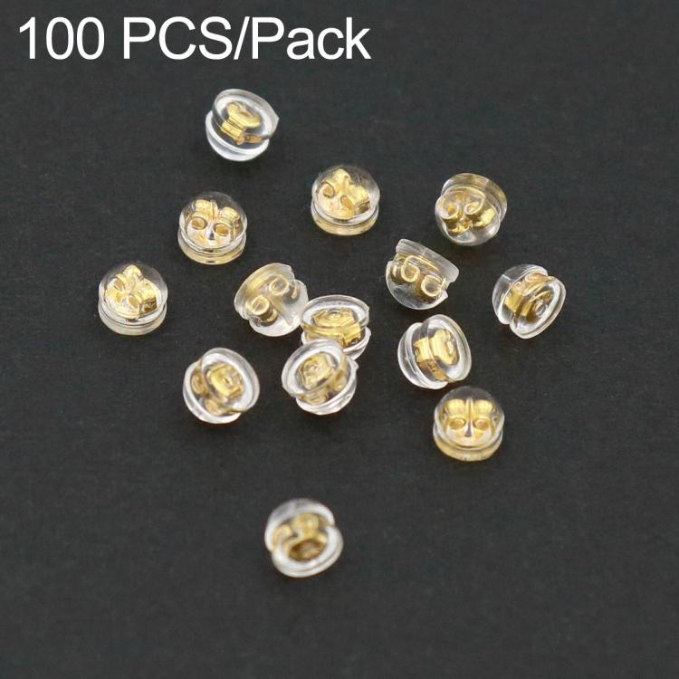 100 PCS/Pack Silicone Bullet Earring Backs Locking Safety Hamburger Earnuts