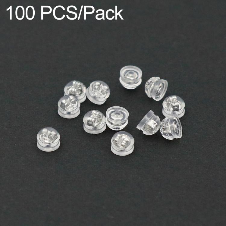 100 PCS/Pack Silicone Bullet Earring Backs Locking Safety Hamburger Earnuts