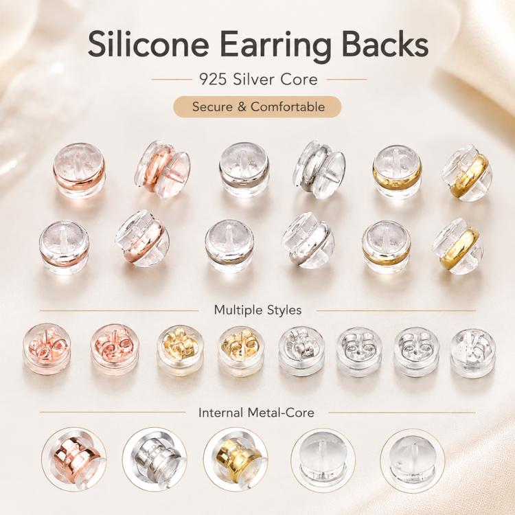 100 PCS/Pack Silicone Bullet Earring Backs Locking Safety Hamburger Earnuts