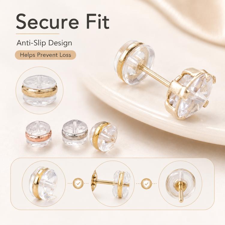 100 PCS/Pack Silicone Bullet Earring Backs Locking Safety Hamburger Earnuts