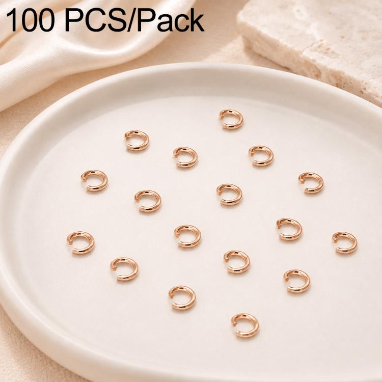 100-piece rose gold open jump rings, small metal oval loops for jewelry making