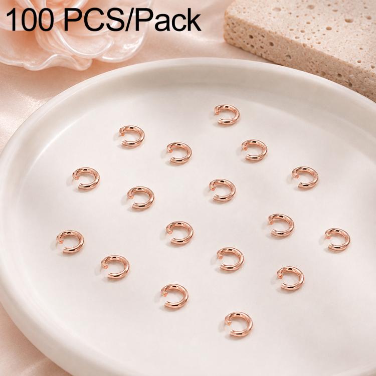 100-piece champagne gold open jump rings, small metal oval loops for jewelry making