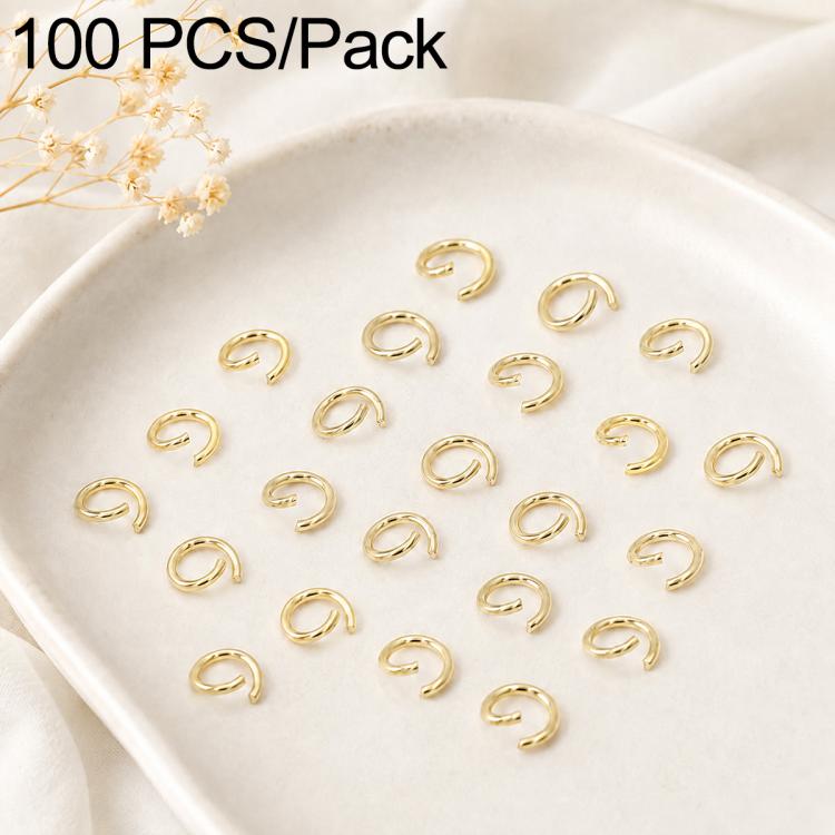 100-piece gold open jump rings, small metal oval loops for jewelry making