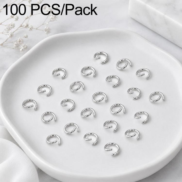 100-piece silver open jump rings, small metal oval loops for jewelry making