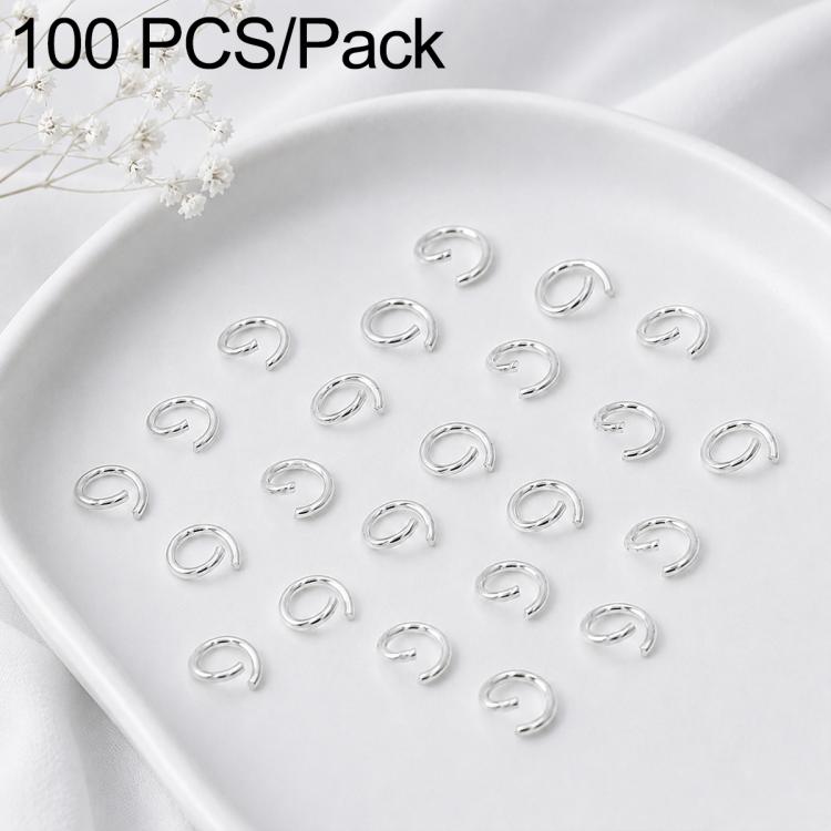 100-piece silver-tone open jump rings, small metal oval loops for jewelry making