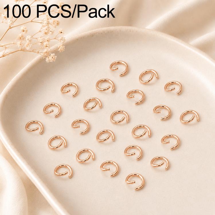 100-piece rose gold open jump rings, small metal oval loops for jewelry making