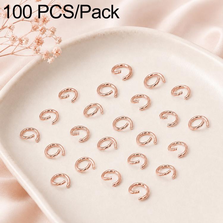 100-piece rose gold tone open jump rings, small metal oval loops for jewelry making
