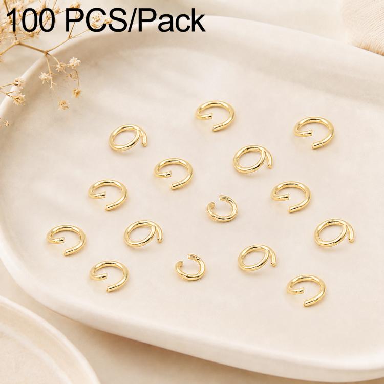 100-piece gold-tone open jump rings, small metal oval loops for jewelry making