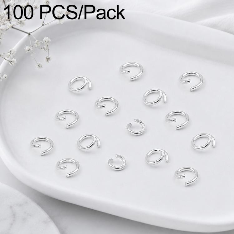 100-pack silver open jump rings, small circular open loops for crafts