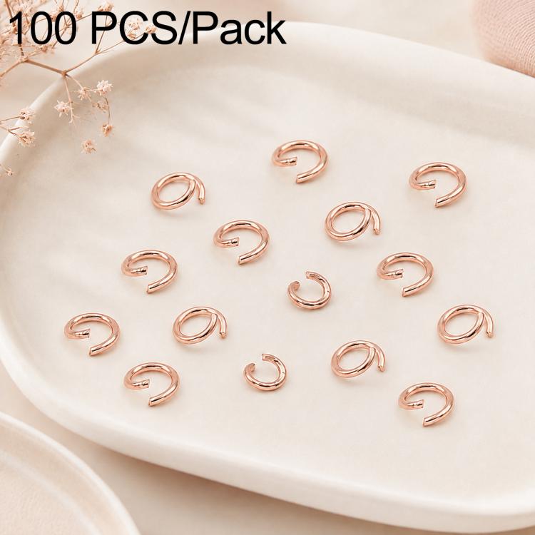 100-pack rose gold open jump rings, circular open loops for jewelry crafts