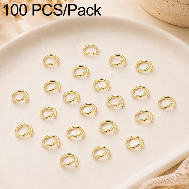 100-pack champagne gold open jump rings, small circular open loops for crafts