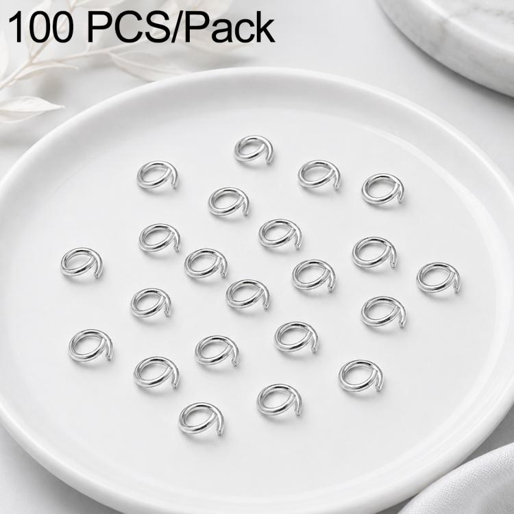 100-pack silver open jump rings, polished circular open loops