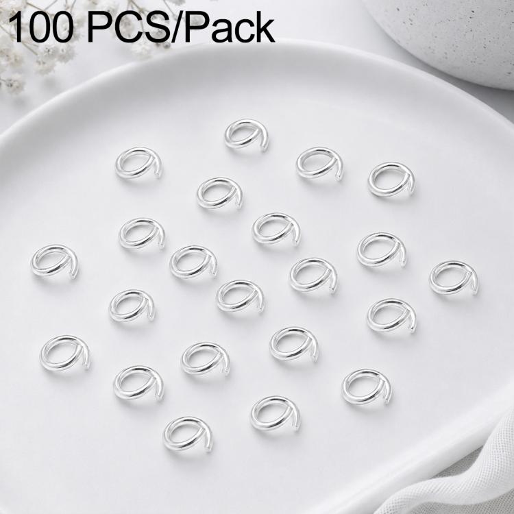 100-pack silver open jump rings, assorted sizes for DIY jewelry making