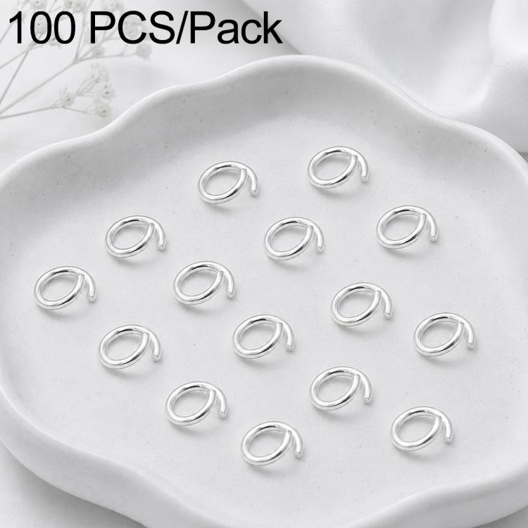 Silver-tone open jump rings with small clasp gap, 100-piece pack for DIY jewelry