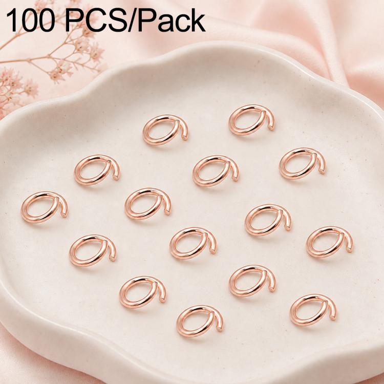 Rose-gold tone open jump rings with gaps, 100-piece pack for DIY jewelry