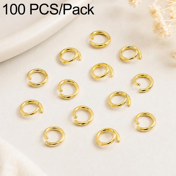 Champagne gold open jump rings, 100-piece pack, round loop for jewelry making