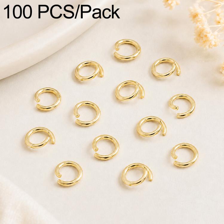 Champagne gold open jump rings with slight opening, 100-piece pack for crafts