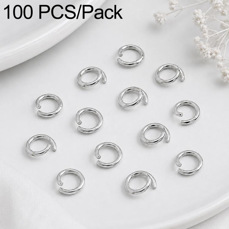 Silver-tone open jump rings, 100-piece pack, small round loop for DIY jewelry