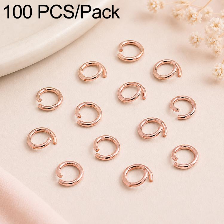 Rose gold open jump rings set, 100 pcs pack, round split loops for DIY crafts