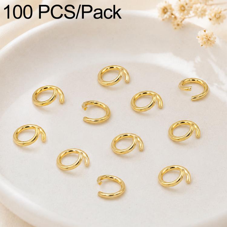 Gold open jump rings set, 100 pcs pack, round split loops for DIY jewelry