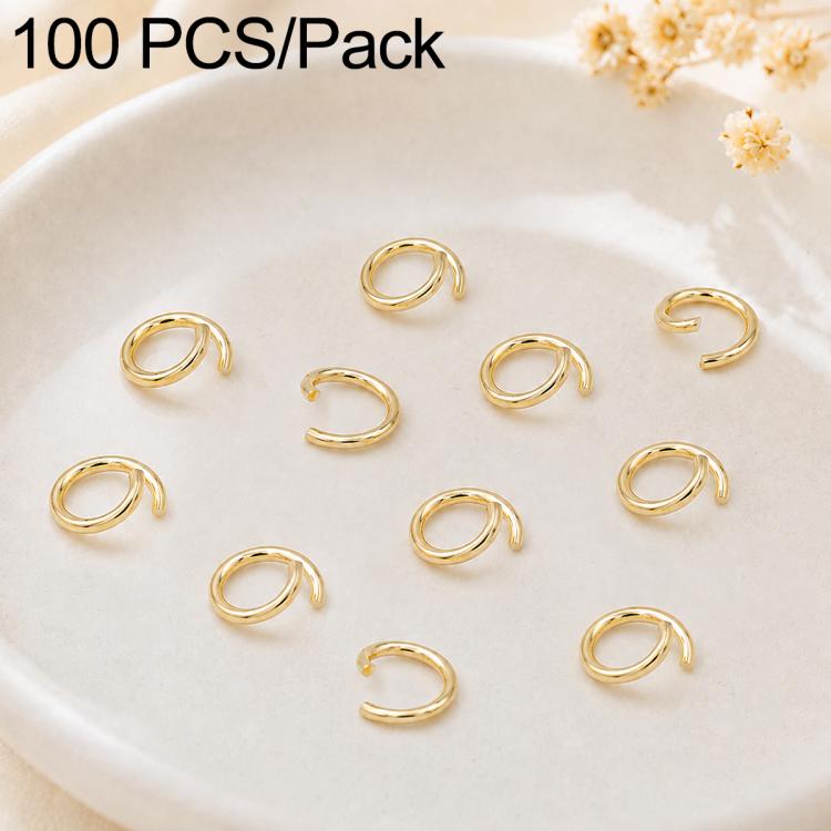 Gold open jump rings set, 100 pcs pack, small split connector rings for making jewelry