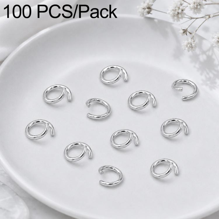 Silver open jump rings set, 100 pcs pack, round split loops for DIY craft jewelry