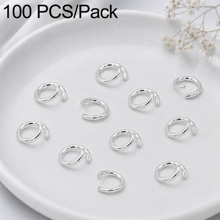 Silver open jump rings set, 100 pcs pack, small round split connector rings