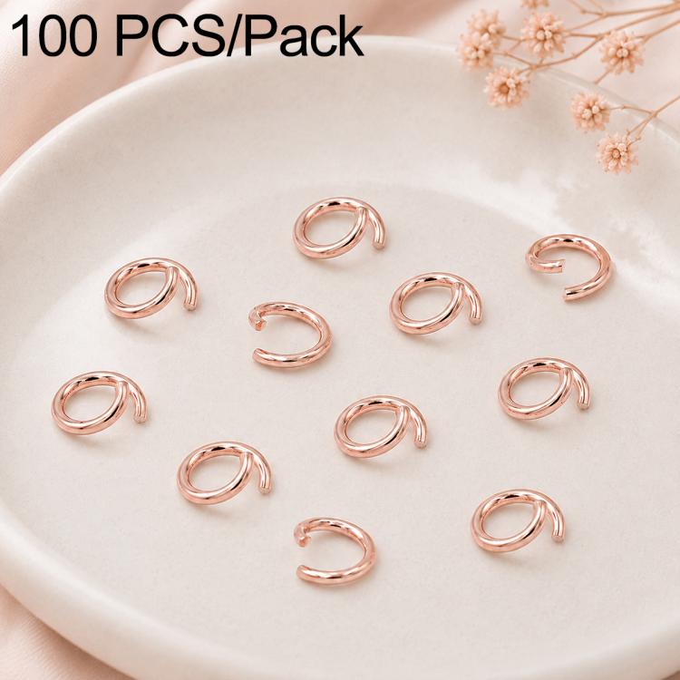 Rose gold open jump rings set, 100 pcs pack, round split loop connectors