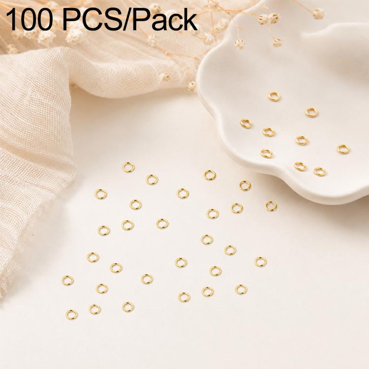 Gold open jump rings set, 100 pcs pack, small split connector rings for DIY jewelry