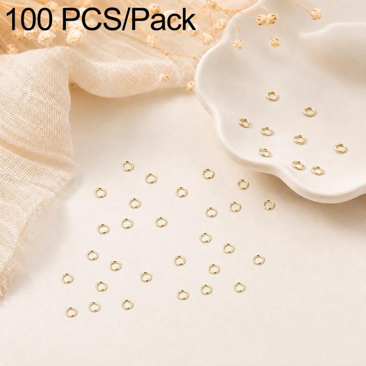 Gold open jump rings set, 100 pcs pack, tiny round split rings for jewelry making