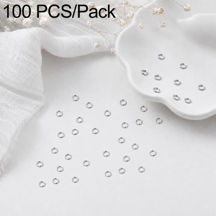 Silver open jump rings, 100-piece set of small round split rings for jewelry making