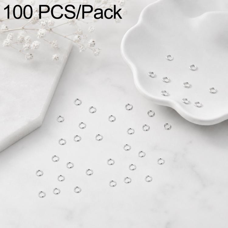 Silver open jump rings, 100-piece set scattered for DIY jewelry craft making