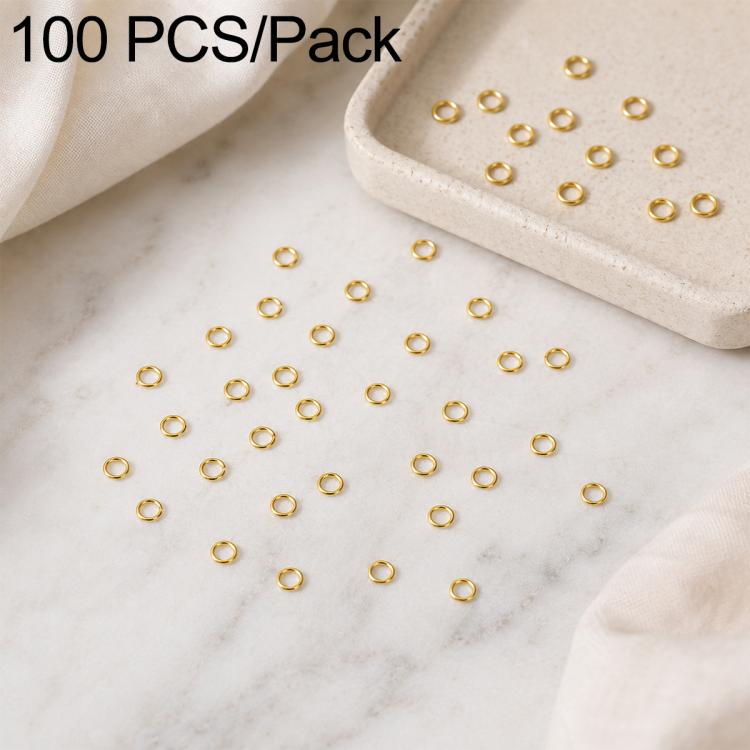 Gold open jump rings, 100-piece set of small round split rings for DIY jewelry making