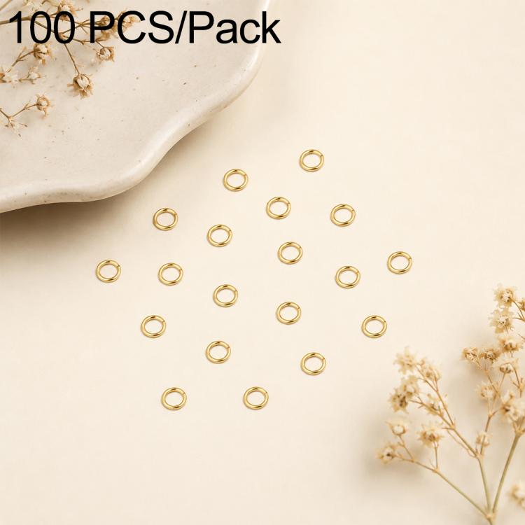 100-pack open jump rings, gold-tone finish, small metal loops for DIY jewelry