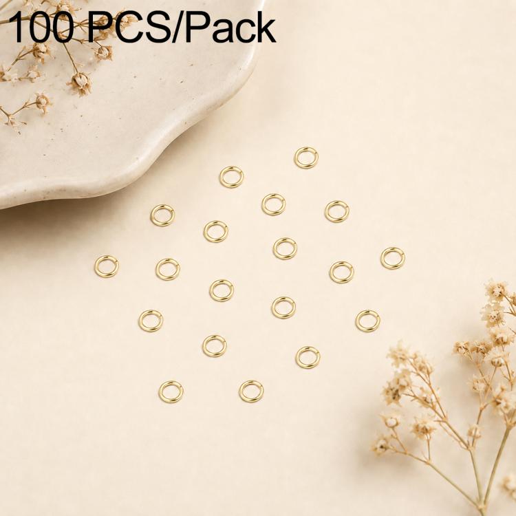100-pack open jump rings, gold-tone finish, small metal loops for DIY jewelry