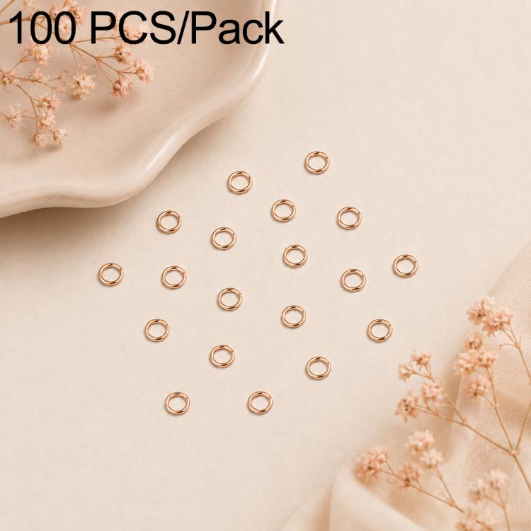 100-pack open jump rings, champagne gold-tone finish, small metal loops for DIY jewelry
