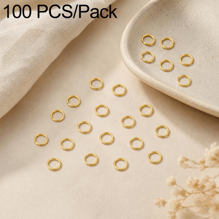 100-pack open jump rings, gold-tone finish, small metal loops for DIY jewelry