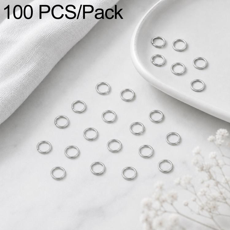 100-pack open jump rings, silver-tone finish, small metal loops for DIY jewelry