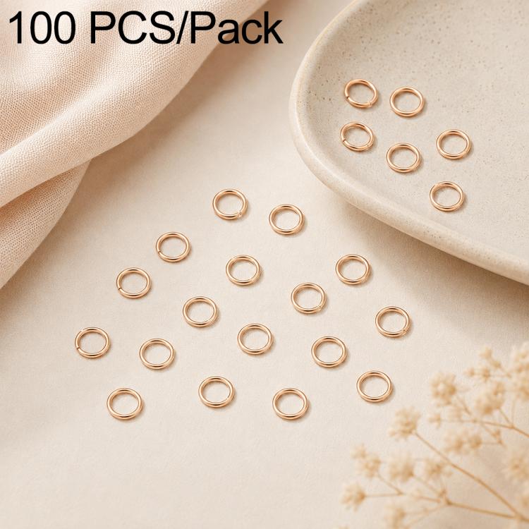Rose gold open jump ring set, small round loops for DIY jewelry, 100-pack