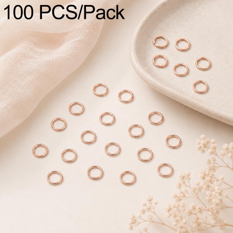 Rose gold open jump rings, small metal loops for DIY craft jewelry, 100-pack
