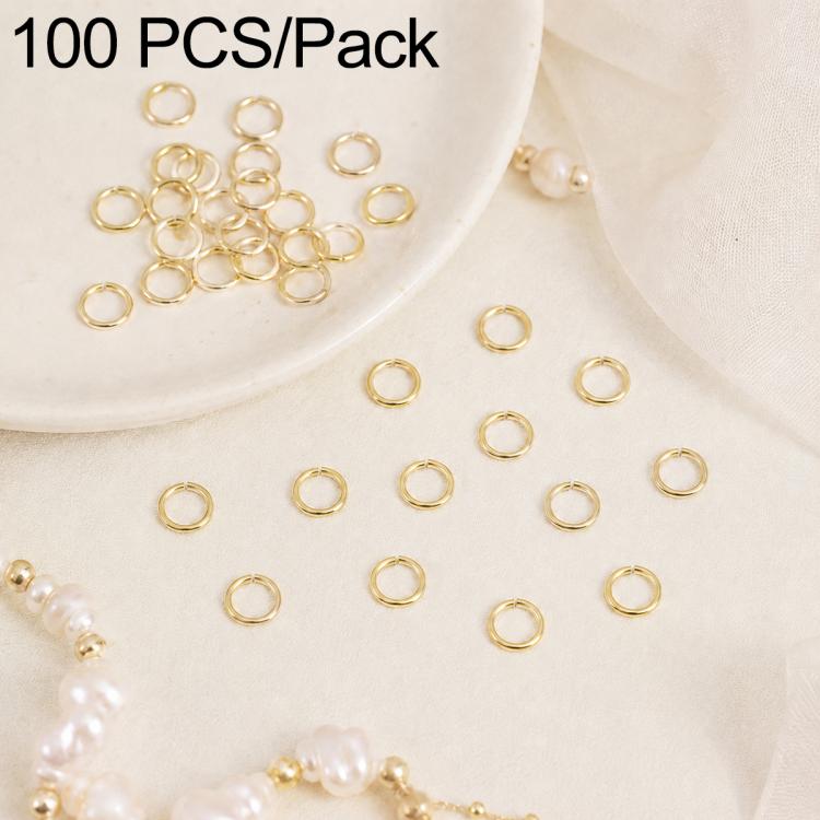 Gold open jump rings, small metal rings with open loops for DIY jewelry, 100-pack