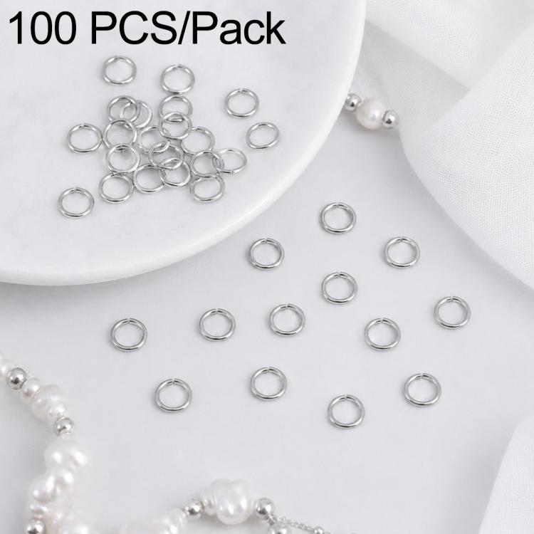 Silver open jump rings set, small round loops for DIY craft jewelry, 100-pack